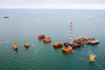 Filanovskiy-1 stationary drilling platform substructures transportation and marine installation.