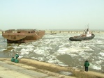 Towing of river chemical tanker, March 2010.